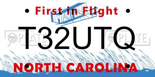 T32UTQ North Carolina License Plate
