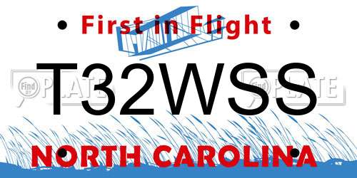 T32WSS North Carolina License Plate