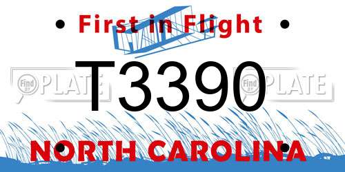 T3390 North Carolina License Plate