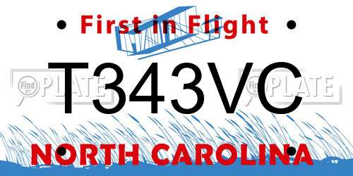 T343VC North Carolina License Plate