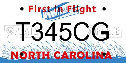 T345CG North Carolina License Plate