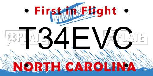 T34EVC North Carolina License Plate