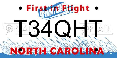 T34QHT North Carolina License Plate