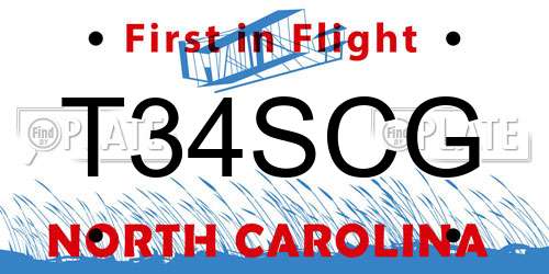 T34SCG North Carolina License Plate