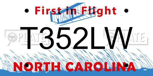 T352LW North Carolina License Plate