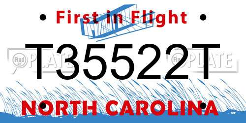 T35522T North Carolina License Plate