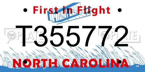 T355772 North Carolina License Plate