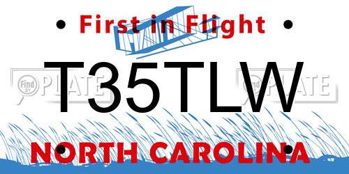 T35TLW North Carolina License Plate