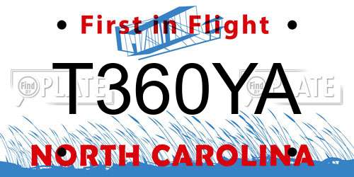 T360YA North Carolina License Plate