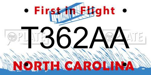 T362AA North Carolina License Plate