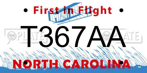 T367AA North Carolina License Plate