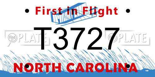 T3727 North Carolina License Plate