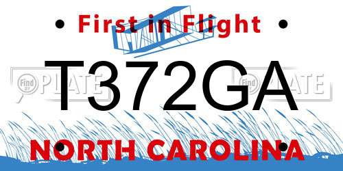 T372GA North Carolina License Plate