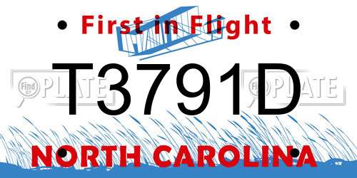 T3791D North Carolina License Plate