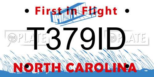 T379ID North Carolina License Plate