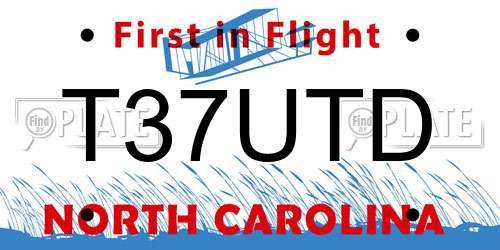 T37UTD North Carolina License Plate