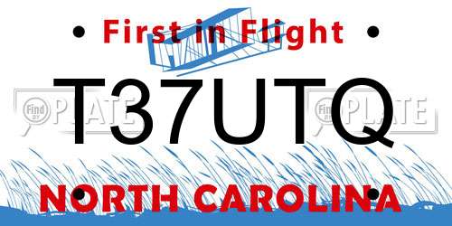 T37UTQ North Carolina License Plate