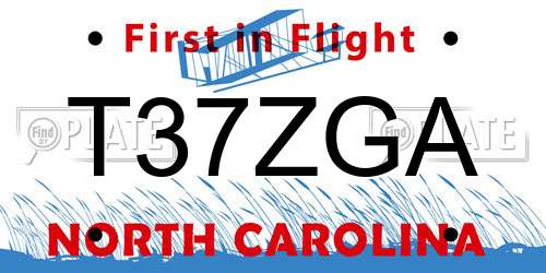 T37ZGA North Carolina License Plate