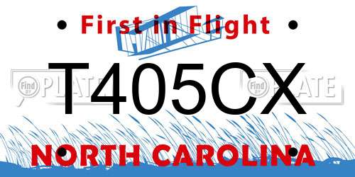 T405CX North Carolina License Plate