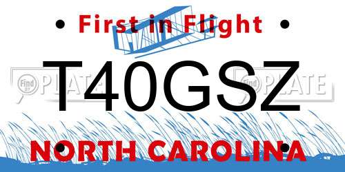 T40GSZ North Carolina License Plate