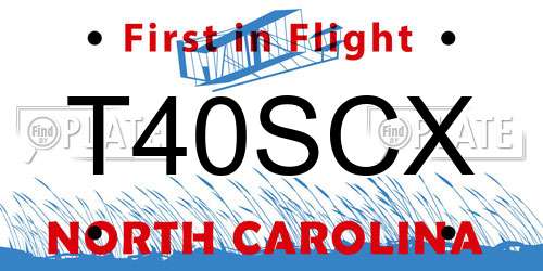 T40SCX North Carolina License Plate