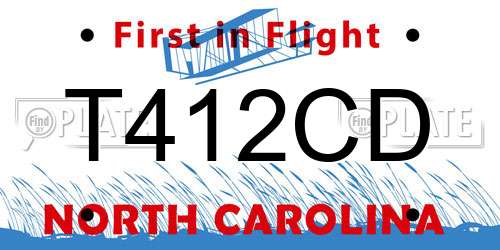 T412CD North Carolina License Plate