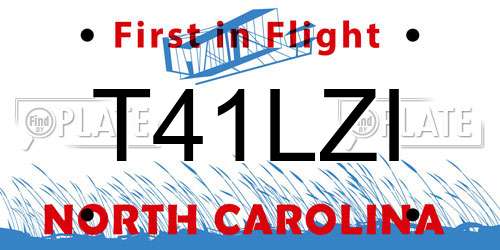 T41LZI North Carolina License Plate
