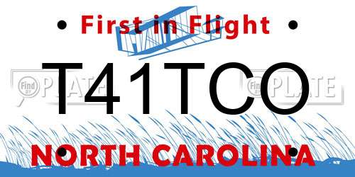 T41TCO North Carolina License Plate