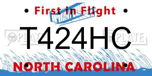 T424HC North Carolina License Plate