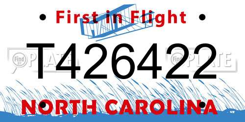 T426422 North Carolina License Plate
