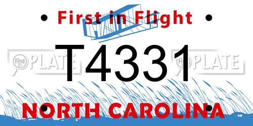 T4331 North Carolina License Plate