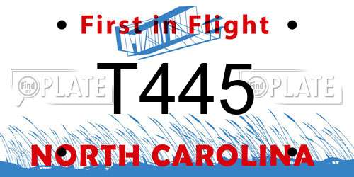 T445 North Carolina License Plate