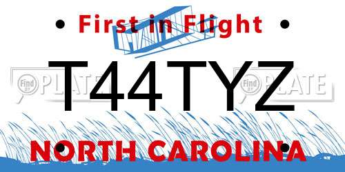 T44TYZ North Carolina License Plate