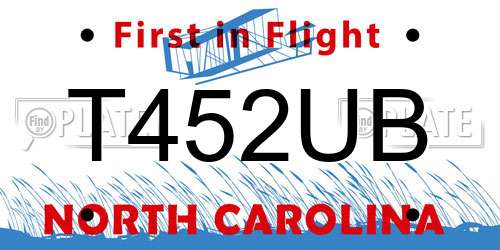 T452UB North Carolina License Plate