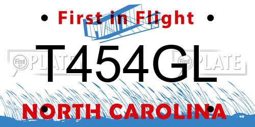 T454GL North Carolina License Plate