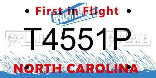 T4551P North Carolina License Plate