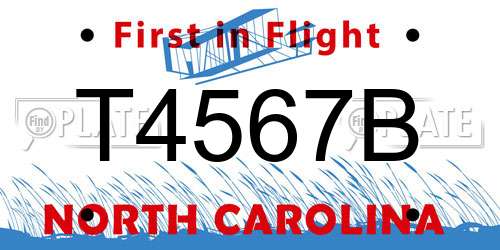 T4567B North Carolina License Plate