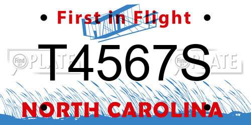 T4567S North Carolina License Plate