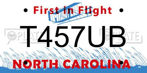 T457UB North Carolina License Plate