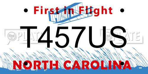 T457US North Carolina License Plate