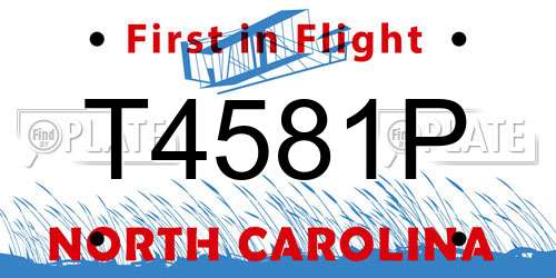 T4581P North Carolina License Plate