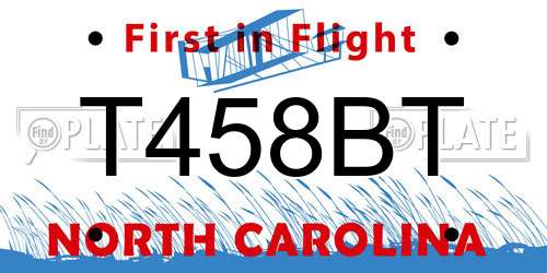 T458BT North Carolina License Plate