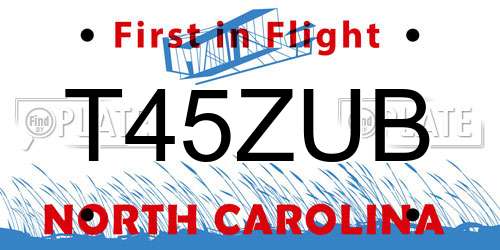 T45ZUB North Carolina License Plate