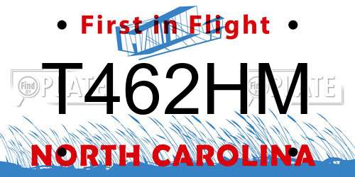 T462HM North Carolina License Plate