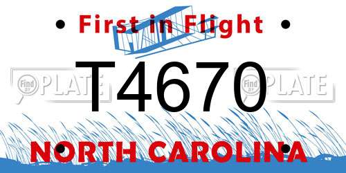 T4670 North Carolina License Plate