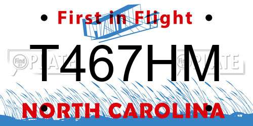 T467HM North Carolina License Plate