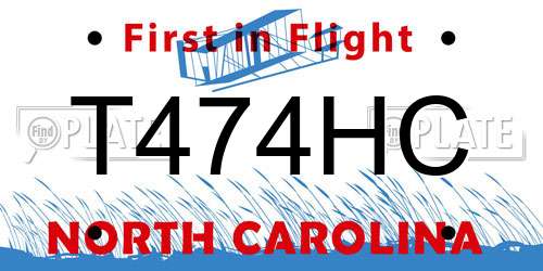 T474HC North Carolina License Plate