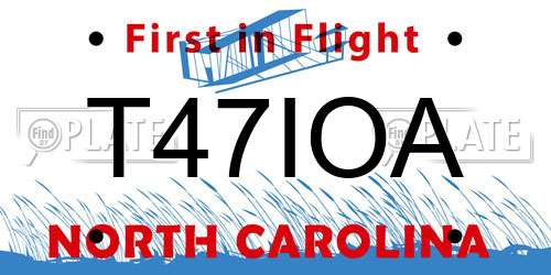 T47IOA North Carolina License Plate