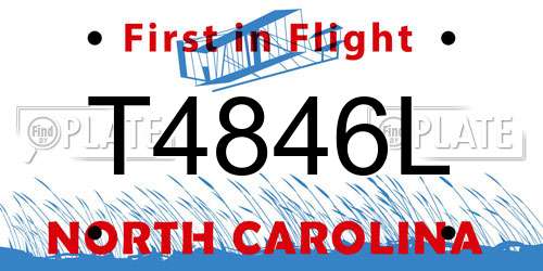 T4846L North Carolina License Plate