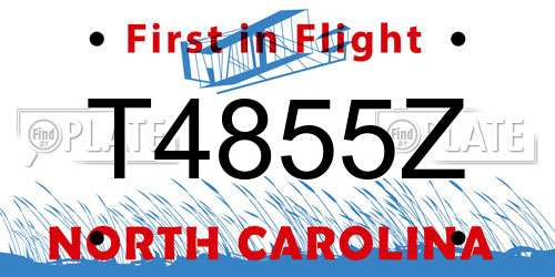 T4855Z North Carolina License Plate